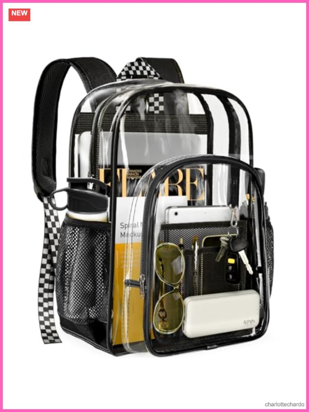Clear Backpack Heavy Duty School PVC Bookbag See Through Bag Travel Security